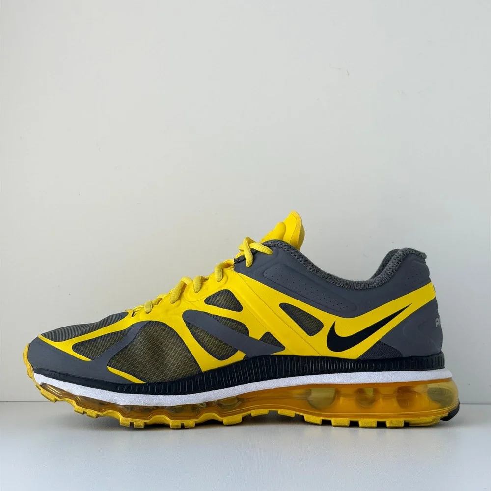 Nike Air Max 2012 Livestrong Mens 12 Yellow Grey Cushion Athletic Running Shoes